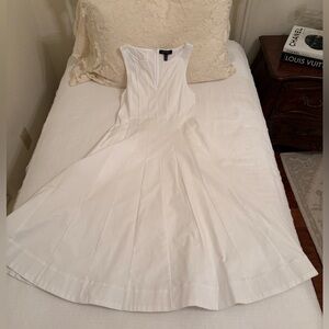 Stunning and Elegant Ellen Tracy White Fit and Flare Sleeveless Midi Dress